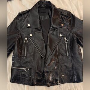 Blank NYC Patent Black Leather Moto Jacket